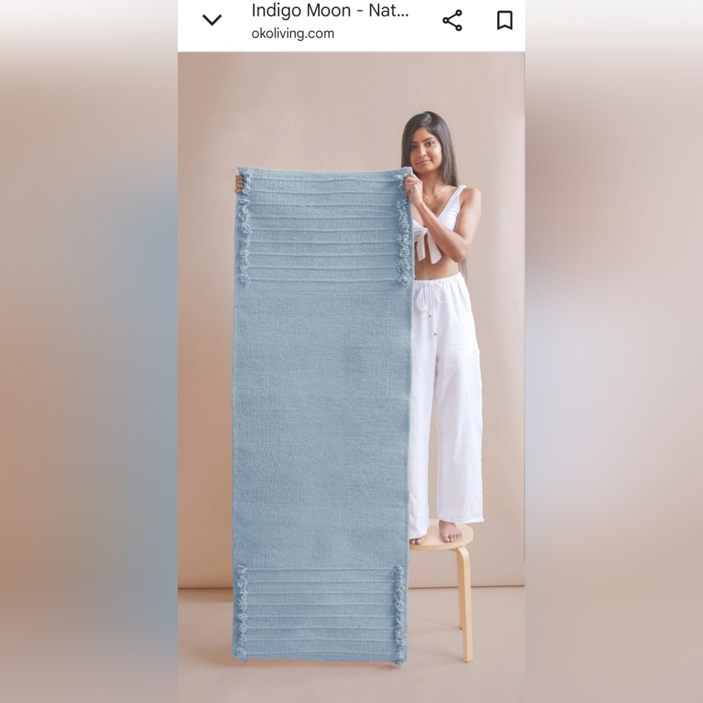 OKO Living Natural Indigo Moon Herbal Handwoven Cotton Yoga Mat + Carrier NWOT